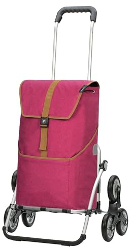 ANDERSEN Einkaufstrolley - Treppensteiger Royal Shopper Auke Rubin | ideal für Treppen, aus Alu, hohe Tragkraft, bis 50 kg - Tasche mit Rucksackfunktion, Innenfach, Seitenfach, 46 L