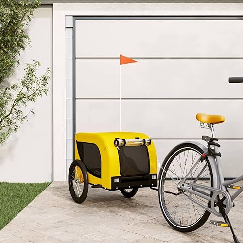 ShGaxin Fahrradanhänger Hunde Gelb und Schwarz Oxford-Gewebe & Eisen, Fahrrad Anhänger, Lastenanhänger, Handwagen, Fahrrad-lastenanhänger, Lastenfahrrad 94008