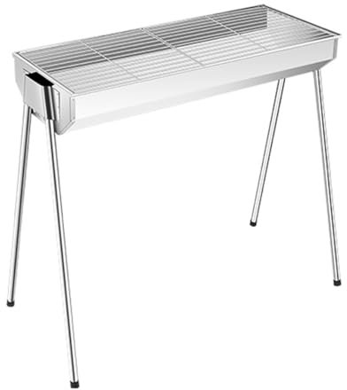 Holzkohlegrill Klein Falt Für Den Außenbereich, Klappgrill Outdoor Picknick Campinggrill Tragbarer Picknickgrill Für Barbecue, Faltbarer BBQ-Grill Für Wanderungen (Color : /Silver-Style 1, Size : B