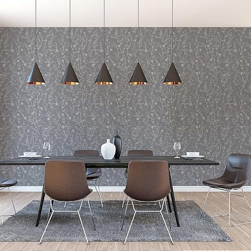 Lenni Flowers M1-No.11068 Papier peint intissé Gris argenté Tadessi 10,05 m x 0,53 m