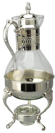Ensemble de Cafetière en Verre Vintage, Pichet à Eau Chauffant avec Couvercle, Bouilloire à thé de Style Arabe avec Poignée Ergonomique pour le Bureau à Domicile (SILVER)