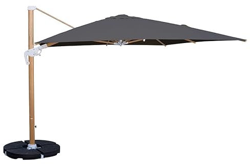 Bonussi Ombrellone da Giardino Decentrato 4x4m Roma Wood Nero