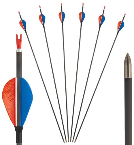 Toparchery 6 flèches pour tir à l'arc de 31 Pouces en Carbone Pur Flèches ID4,2mm avec Plumes Naturelles (Spine 700)