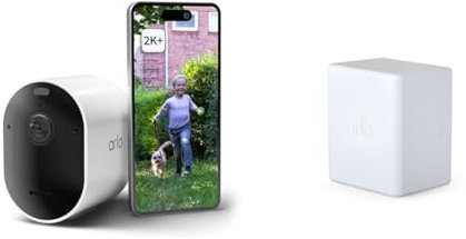 Arlo Pro 5 2K + Batterie Rechargeable, Caméra de Surveillance WiFi Extérieure sans Fil,Batterie Rechargeable Longue durée, Vision Nocturne Couleur Avancée, Essai Secure Inclus, 4 Caméras Blanc