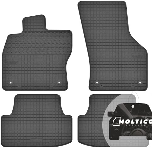 moto-MOLTICO Gummimatten Auto, 4-teiliges Set, Allwetter Gummi Fußmatten, Antirutsch & Wasserfest Autoteppiche - passend für VW Golf VII/Seat Leon III/Audi A3 8V (ab 2012) / Skoda Karoq (ab 2016)