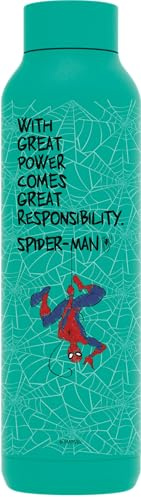 QUOKKA SOLID X MARVEL | BOTELLA TÉRMICA DE ACERO INOXIDABLE DOBLE PARED | SPIDER-MAN GREAT POWER