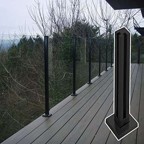 Pali per balaustra in vetro nero per esterni in cemento/legno di sicurezza per pavimento quadrato balcone ringhiera recinzione palo il H 150 cm
