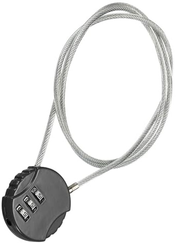 TOP-VIGOR 1Pcs Combination Lock 31.5 Inch, 3 Digit Outdoor Waterproof Resettable Padlock with Wire Rope, 80cm Safety Cable Lock Anti-Theft Padlocks for Luggage Gym Locker Fence Toolbox Backpack, Black