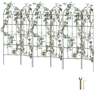 VEVOR Enrejado de Metal para Plantas Trepadoras 51 x 180 cm Soporte para Rosas Trepadoras 6 Piezas Arco para Enredaderas Soporte para Pepinos Decorativo para Clemátides para Patio, Césped, Jardín