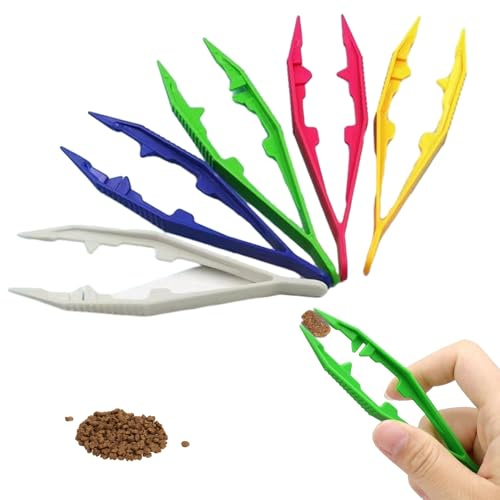 5 Pcs Plastic Tweezers for Feeding Reptiles,10cm Plastic Feeding Reptile Tongs,Feeding Tweezers Reptile for Snakes Lizard Tortoise Gecko,for Kids Home DIY Crafts Bead Picking