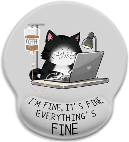 Mousepad Mit Gelkissen, Katze Mauspad Mit Handgelenkauflage Ergonomisches Mousepad Ergonomisch Handy Ladestation, Rutschfestes,Schmerzlinderndes Mauspad Mit Pu-Unterseite,Süßes Schreibtisch Accessoire
