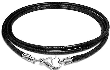 Cordoncino in pelle nera da 2 mm con chiusura a moschettone per collana ciondolo braccialetto corda intrecciata per gioielli fai da te