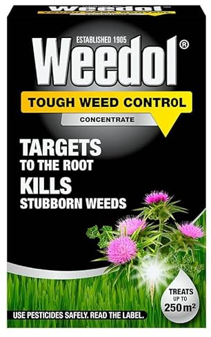 Weedol Tough Weed Control Concentrate 500ml – Kills Tough Weeds to the Root Without Harming Lawns – Treats Up to 250m² – Fast Action Formula for Dandelions, Nettles, Brambles & More