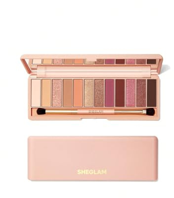 SHEGLAM 12 Farben Matte Lidschatten Palette Satin Metallic Pearlescent sanft hohe Pigmentierung mit Pinsel - Berry