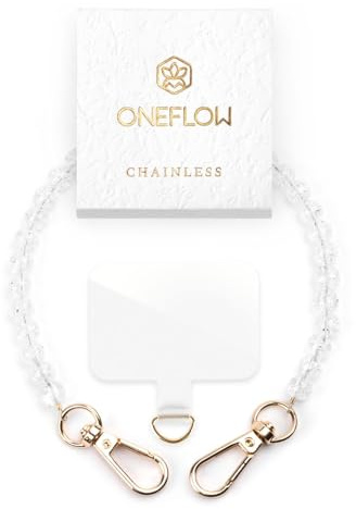 ONEFLOW Perlen Handyanhänger fürs Handgelenk, Universal Handykette kurz Handschlaufe, Handyband Abnehmbar für Handy Hüllen, Anhänger Kette mit Karabiner, Chainless Paradise Pearls