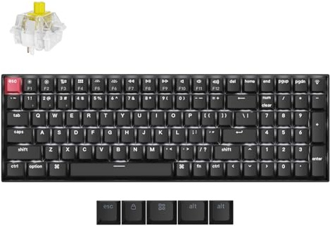 Keychron K4 Version 3 QMK Kabellose Mechanische Tastatur, DE-ISO QWERTZ 96% Compact Layout, Bluetooth 5.2/USB-C, Banana Switches, weiße Hintergrundbeleuchtung, PBT Keycaps, für Mac Windows Linux