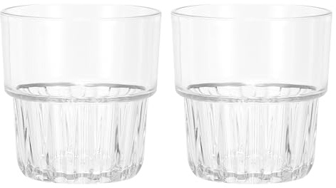 sourcing map Vasos reutilizables de plástico transparente, juego de vasos de agua de 6.8 onzas, irrompible, apilable, para cerveza, cóctel, agua, jugo, whisky (transparente, 2 piezas)