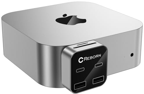 Base Mac Mini M4 | Hub USB-C de 6 puertos con adaptadores duales de 10 Gbps, 2 USB C de 10 G, 2 lectores de tarjetas USB-A/SD TF 3.0 de 10 G | Transferencia de datos de alta velocidad y conectividad