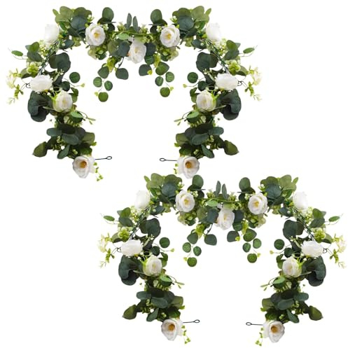 2 Stück Blumengirlande Künstlich, Kunstblumen Girlande 175cm Blumengirlande Hochzeit Blumenkette Hängepflanze Eukalyptus Girlande Blumen Kunstblumen Deko Für Haus Garten Party Hochzeit