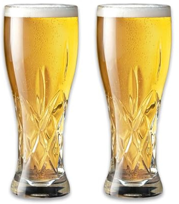 2 Stück Weizenbierglas [ Oktoberfest Biergläser-Set mit Gravur ], Kristallklar & Dickwandig & Langlebig - für Papa, Männer, Bars, Partys und Camping(A-500ML)