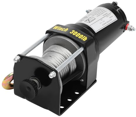 Elektrische Winde,3000 Lbs Elektrischer Windensatz,Elektrische Winde Mit Kabelgebundener Steuerung,Elektrische Seilwinde,Seilhebezug Mit 2 Tasten Macht,FüR Atvs,Utvs,Lastwagen,FahrgeschäFte,Boote