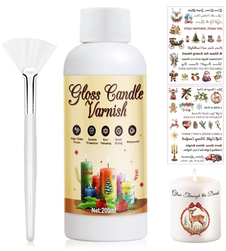 Kerzenlack Weihnachten, Klarlack für Kerzen, Klarlack Glänzend, 200ml | Kerzenlack für Wasserschiebefolie, Wasserfest Klarlack, High Gloss Paint for Candles, Einfach Aufzutragen, Trocknet Schnell