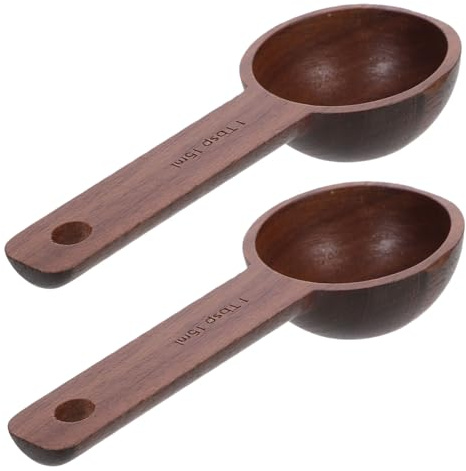 Healifty 2 Piezas Cucharas Medidoras de Madera Nogal Cucharas Pequeñas para Café Azúcar Té y Repostería Utensilios Cocina Portátiles
