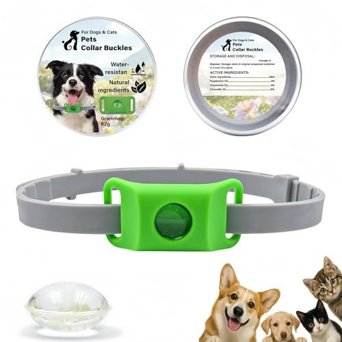 Silicone Fl/ea Collar for Dogs, Calming Collar for Pets, Natural Waterproof & Adjustable Collars for Pets, Long Lasting Adjustable Dog Co/llar with Fl/ea & Ti/ck Protection for P/ets #Green
