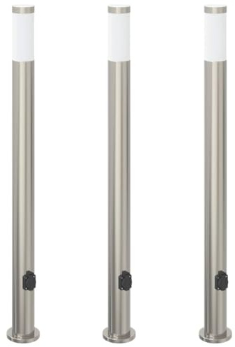 vidaXL Pollerleuchten mit Auslass 3er 110 cm Edelstahl IP44