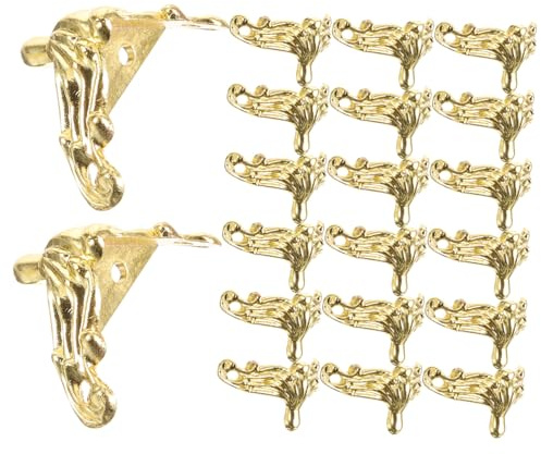 SAFIGLE Goldfarbene Eckfüße aus Zinklegierung, 20 Stück, für Tisch und Box | Retro, Elegant und Filigran, Dekorative Stützen für Heimdekoration, Passend als Möbelbeine
