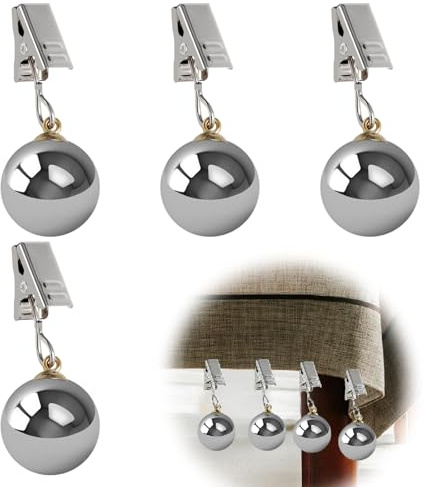 ZRUEWOT Pesos para Mantel 4 Piezas – Pinzas de Metal con Bolas de INOX para Fijación en Mesa Exterior, Jardín y Terraza – Pesos Extra Pesados de 45g por Pinza, Resistente al Viento