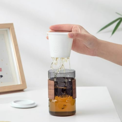 LEEDJUINE Juego de té de vidrio de cerámica, 380 ml, estilo japonés individual resistente al calor