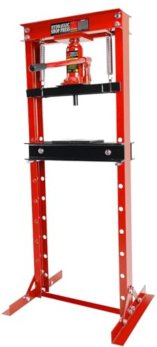 Hydraulic Press, 12 Ton H-Frame Garage Floor Adjustable Shop Press with Stamping Plates to Bend, Straighten, Or Press Parts, Install Bearings & U-Joints