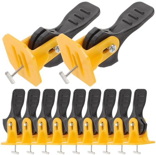 DECOMELODY Lot de 50 Kits de Système de Nivellement de Carrelage Goupilles en Acier Réutilisables pour Carreaux de 8-12 MM Outil de Pose Précis et Pack D’Accessoires de Nivellement pour