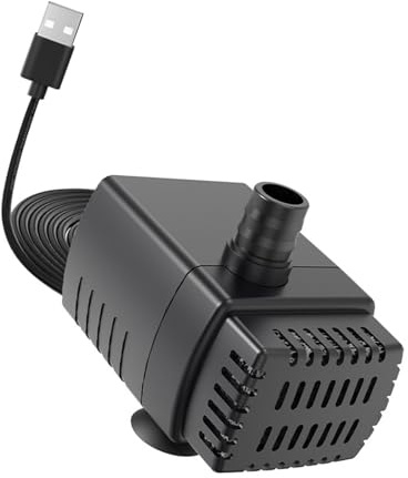TSMORY Bombas compactas portátiles para acuarios pequeños alimentadas por USB, con bajo nivel de ruido y limpieza inferior para tanques, bombas de escritorio