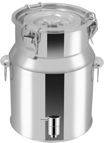 Bidon À Huile en Acier Inoxydable avec Robinet,Bidon À Lait INOX for À Vin Baril Seau À Eau Huile Réservoir À Thé avec Couvercle Scellé,Capacity-5Liters