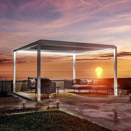 Illuminazione LED per Pergola Bioclimatica, luce resistente da esterno con Pannello Solare (Per pergola da 4 x 4 metri)