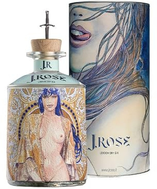 J. Rose Gin London Dry Artigianale - JR02 con TUBO - Collezioni D'autore - Edizione Limitata Maestro Milo Manara - Bottiglia da 70 cl