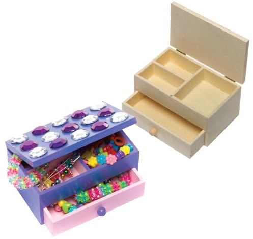 Baker Ross Schmuckkästchen aus Holz - Basteln - ideal für Kunsthandwerk, Geschenke, Andenken und Mehr für Kinder (2er-Pack), Holzfarben