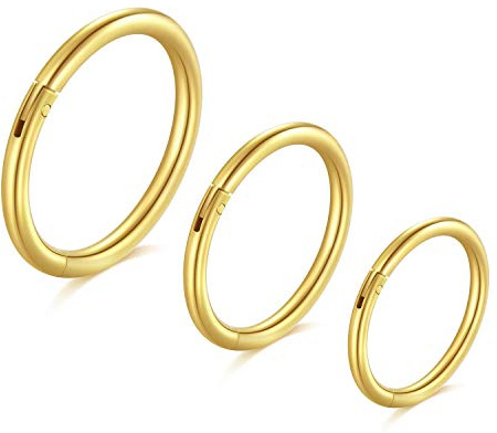 Longita 16G Helix Piercings Chirurgenstahl Septum Piercing Tragus Knorpel Ohr Hinged Segmentring Clicker Ring Nasenpiercing Lippenpiercing 3 Stück