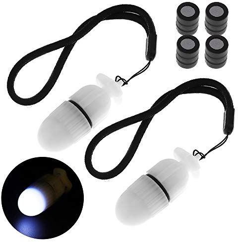 2 Pcs Scuba Dive Strobe Signal Torch for Night Dive Tank Marker-White | LED Flashing Safety Beacon Light, Mini Tank Night Light Diving 200M Underwater 200 Hour Duration with Battery, Rotary switch
