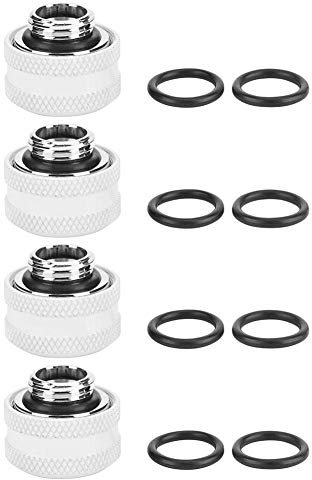 Kafuty Raccordi per Il Raffreddamento ad Acqua PC Raccordo a Compressione per Raffreddamento ad Acqua in Ottone Adatto per Tubo Rigido Diametro Esterno 16mm(4 Pezzi Bianchi)