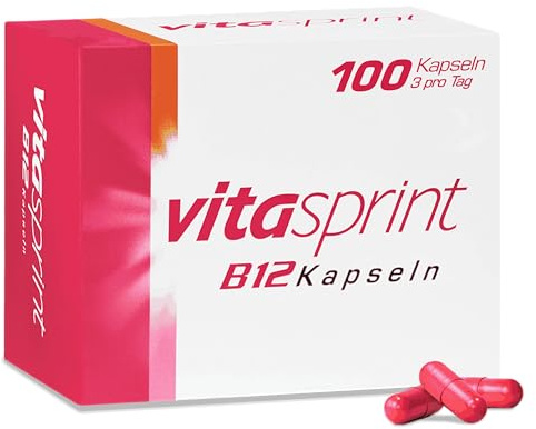 Vitamin B12 - Vitasprint B12 Kapseln, 100 St. - Mit Vitamin-B12 zur Besserung des Allgemeinbefindens, für mehr Energie und weniger Müdigkeit und Erschöpfung