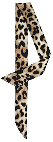 sourcing map Damen Skinny Scarf Dünne Lange Hals Schal Mode Leopard Stirnband Halstuch Hellbraun 88 x 5cm