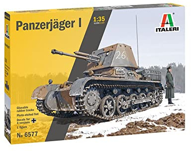 Italeri 6577S 1:35 Ger. Panzerjäger I, Modellbau, Bausatz, Standmodellbau, Basteln, Hobby, Kleben, Plastikbausatz, detailgetreu, Panzer Bausatz, Militär, Mehrfarbig