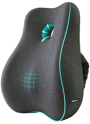 Max&Love Lumbar Support Pillow Cover Ergonomic Design Orthopedic Backrest for Back Pain Relief Memory Foam Back Support for Office Chair Computer Chair Car Seat Recliner and Couch (Dark Gray)
