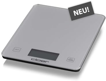 Cloer 6878 Digitale Küchenwaage bis 10 kg, Glasoberfläche, silber | Zuwiegefunktion, Gewichtsmessung in 1g Schritten, Mengenangabe in Gramm, Milliliter oder Unze, LCD-Display