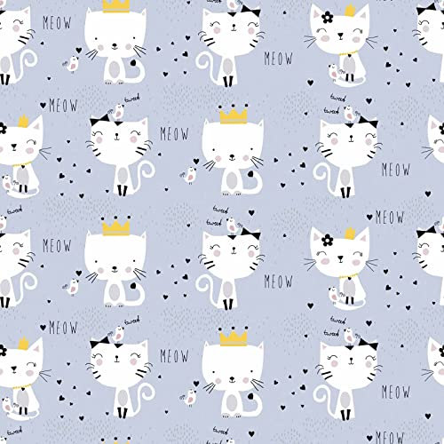 Vlies Kindertapete mit Katzen | Graue Tapete mit Tieren in Schwarz Weiß ideal für Mädchenzimmer | Moderne Vliestapete für Kinderzimmer von Mädchen