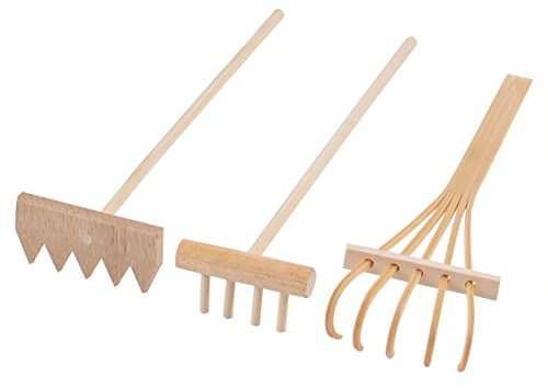 Framendino, Paquete de 3 mini rastrillos Zen de jardín de bambú, accesorios para decoración de escritorio de oficina