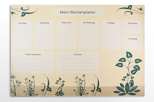 Schreibtischunterlage Papier mit Schutzleiste Mein Wochenplaner DIN A2 25 Blatt beige/gelb